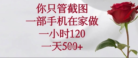 你只管截图,一部手机在家操作,一小时120.一天5张【揭秘】--优久轻创